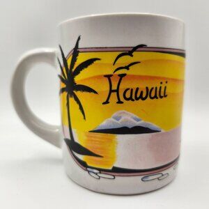 Vtg 70s Hilo Hattie Hawaii Hawaiian Souvenir Mug Sunset Palms 12oz a